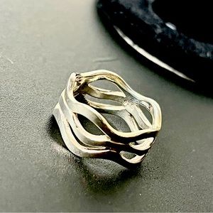 Wavy Sterling Silver Band Ring, "Ocean Waves" Size 6.5